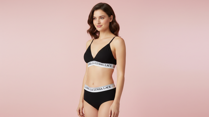 Lunna Lace Cotton Sports Fitness Bra & Underwear Set